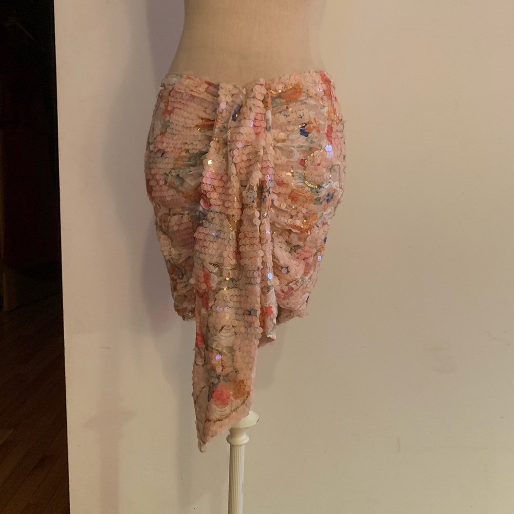 Floral sequin mini skirt